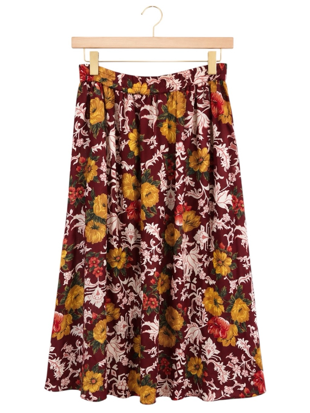 Vintage Breeches Floral Sheer Maxi Skirt Burgundy Cottagecore Prairie Boho M